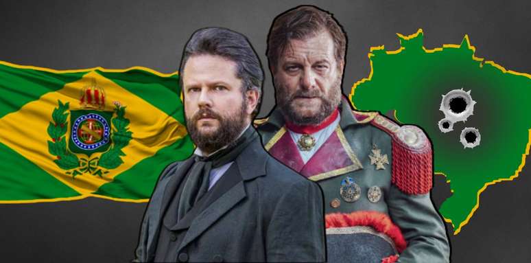 O herói e o vilão: Dom Pedro II (Selton Mello) e general Solano López (Roberto Birindelli) vão digladiar pelo Brasil