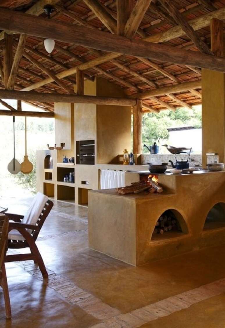 26. &Aacute;rea gourmet com fog&atilde;o a lenha planejada &ndash; Foto Pinterest