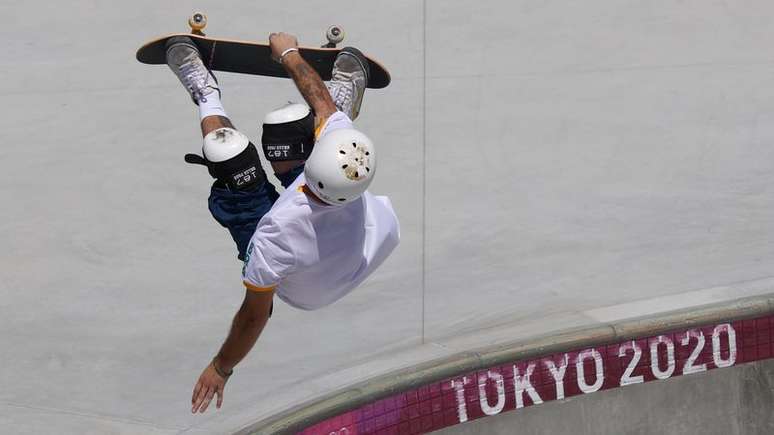 Pedro Barros durante competição do skate park na Olimpíada de Tóquio
05/08/2021 REUTERS/Lisi Niesner