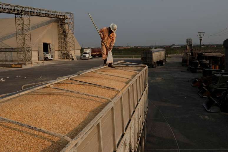 Mexicano pega amostra de milho importado do Brasil em Tuxpan
21/02/2018
REUTERS/Henry Romero