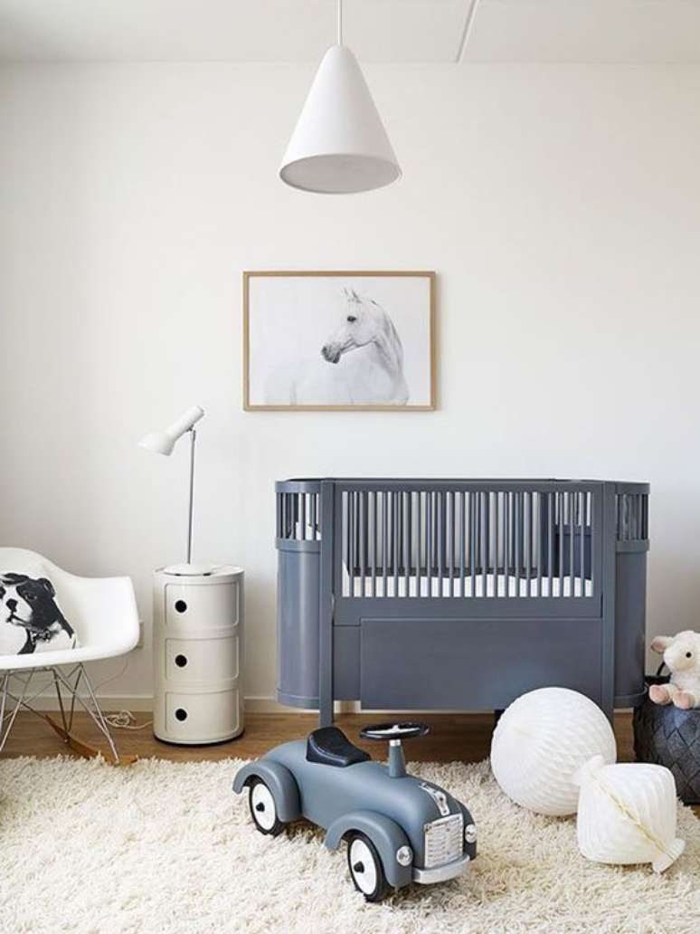 28. Quarto de bebe retro com ber&ccedil;o azul &ndash; Foto Kids Insteiors