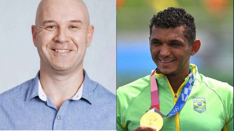 Jader Rocha se emocionou com o medalha de ouro Isaquias Queiroz (Divulgação / AFP)