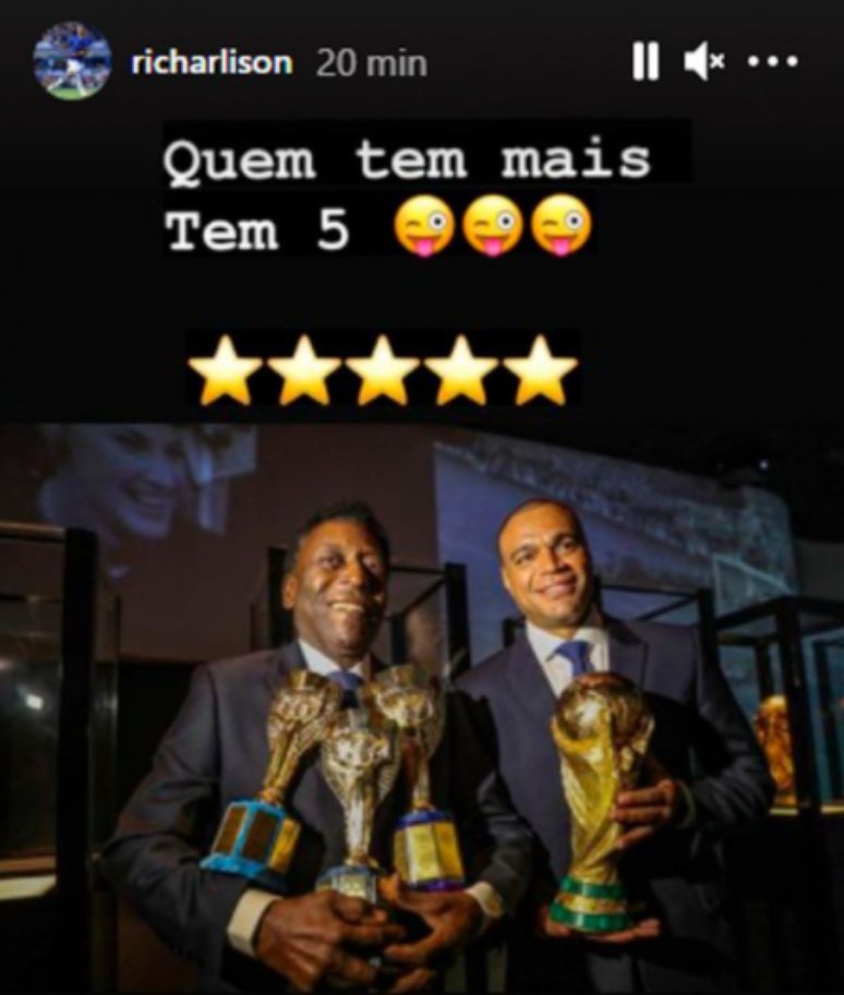 Richarlison responde provocação de argentino De Paul / (Foto: Reprodução/Instagram)