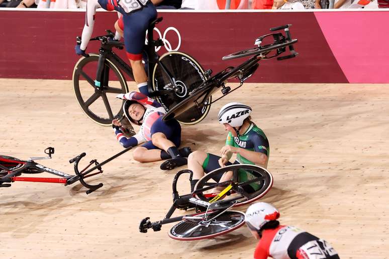 Aconteceu acidente na prova de ciclismo neste domingo, nos Jogos Ol&iacute;mpicos de T&oacute;quio Kacper Pempel/Reuters