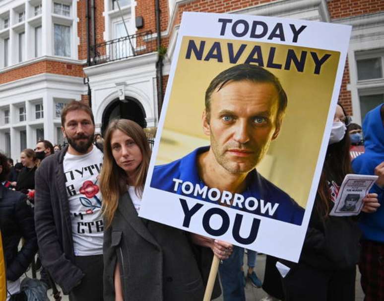 Protesto a favor de Alexei Navalny em Londres