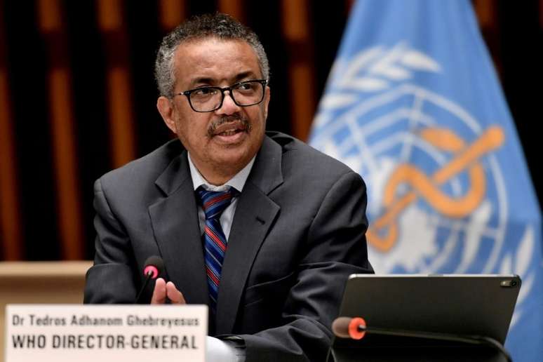 Diretor-geral da OMS, Tedros Adhanom Ghebreyesus, durante entrevista coletiva em Genebra
03/07/2021 Fabrice Coffrini/Pool via REUTERS/File Photo