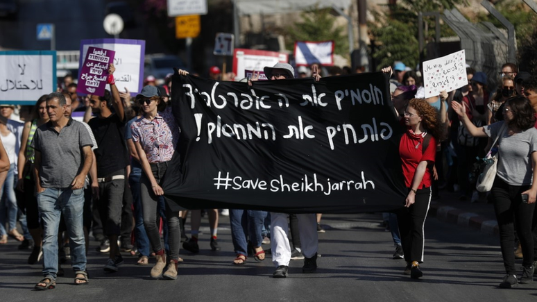 Protesto em apoio &agrave;s fam&iacute;lias de Sheikh Jarrah que enfrentam amea&ccedil;a de despejo