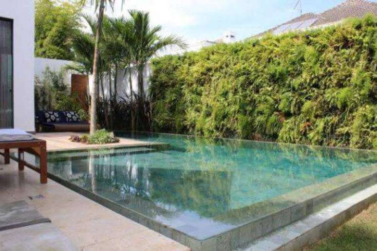 121. Quintal pequena decorado com muro de plantas e piscinas modernas – Foto Paliman
