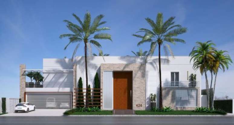 60. Fachadas de casas modernas com cores brancas e jardim – Foto olegariodesa