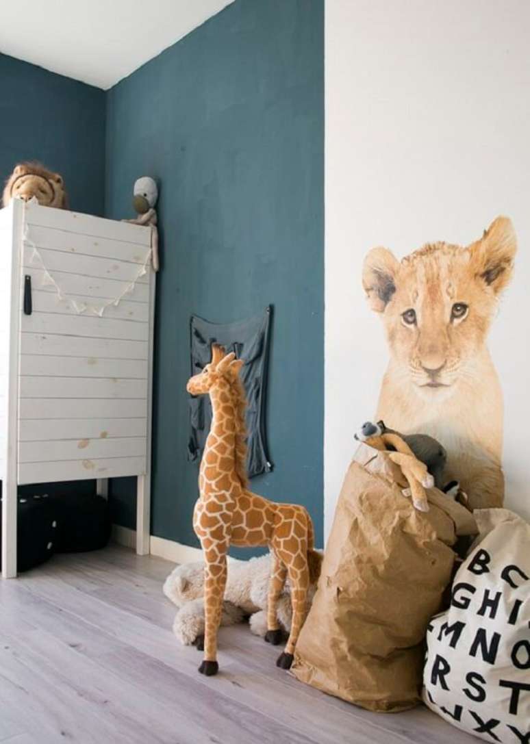 10. Modelo de quarto de bebê safari com tons de azul. Fonte: Pinterest