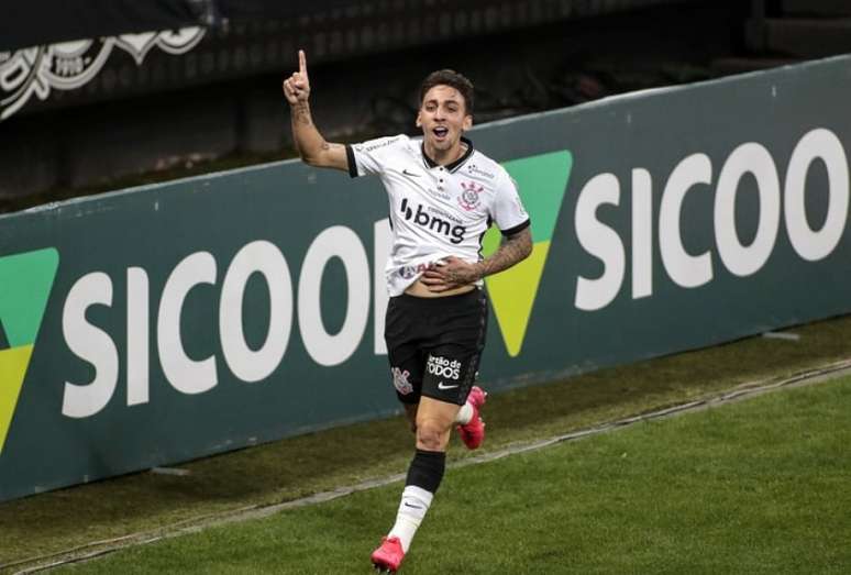 Gustavo Silva comemorando seu primeiro gol com a camisa do Corinthians (Foto: Rodrigo Coca/Ag. Corinthians)