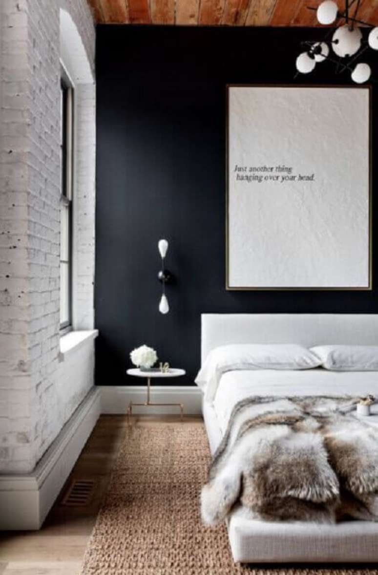 35. Luminária de parede para decoração de quarto preto e branco – Foto: Futurist Architecture