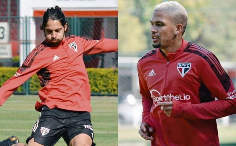 Benitez e Luciano voltaram aos treinos (Fotos: Reprodução/ Twitter @SaoPauloFC)