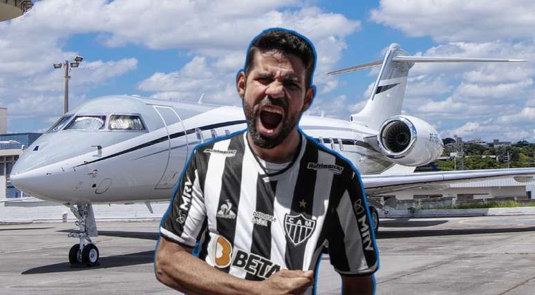 Aeronave do dono da CNN chamou a atenção de quem aguardava a chegada de Diego Costa em BH