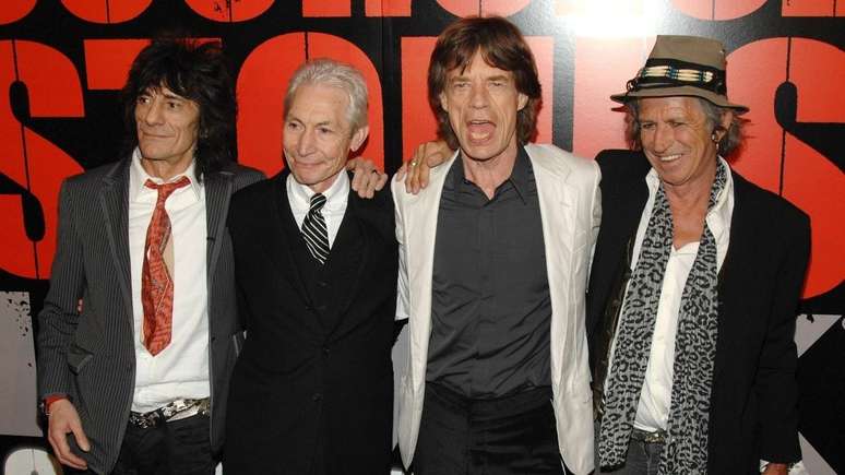 Ronnie Wood, Charlie Watts, Mick Jagger e Keith Richards juntos em Nova York. Shutterstock 