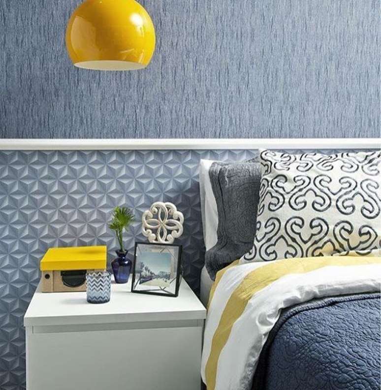 22. Quarto azul com rodameio adesivo branco – Foto Bobinex Papel de Parede