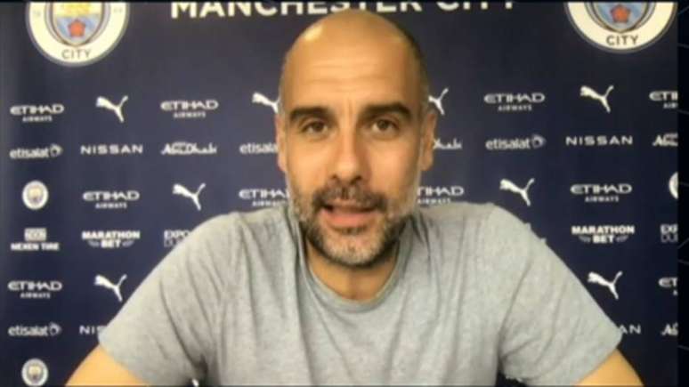 O treinador de futebol Pep Guardiola durante participação no evento Expert XP.