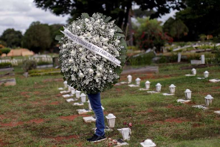 Funeral de vítima da covid-19 no cemitério Campo da Esperança, em Brasília (DF) 
29/04/2021
REUTERS/Ueslei Marcelino