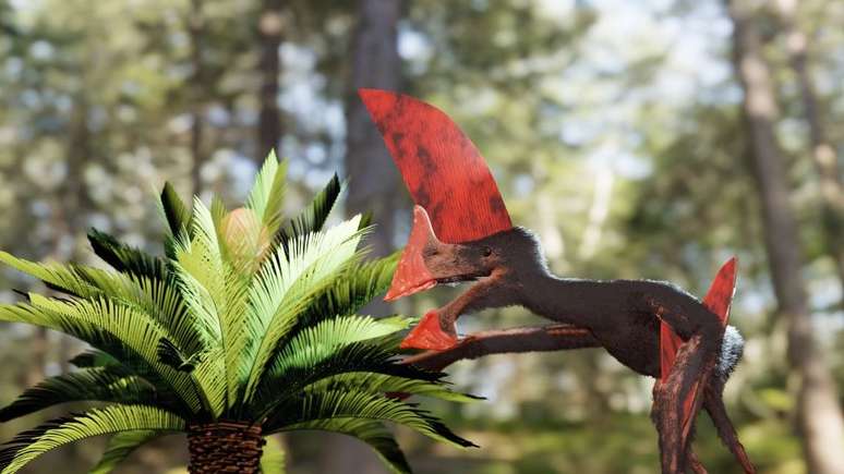 Imagem artística de como teria sido o pterossauro encontrado no Nordeste e agora apresentado na revista científica PLOS ONE