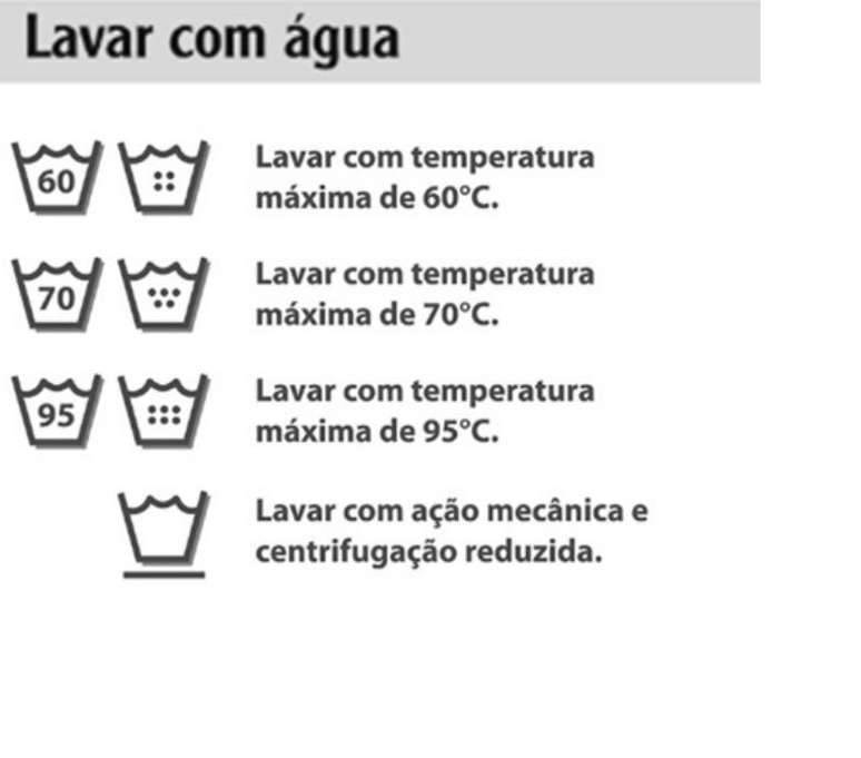 Símbolos que indicam como deve ser feita a lavagem com água (Foto / Divulgação / Quality Lavanderia)
