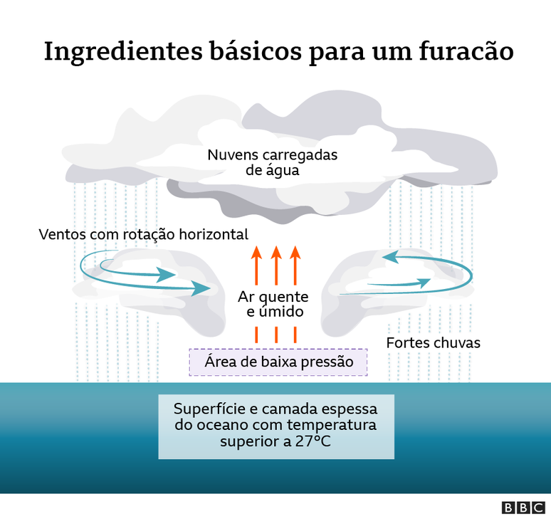 Gráfico de ingredientes básicos para um furacão