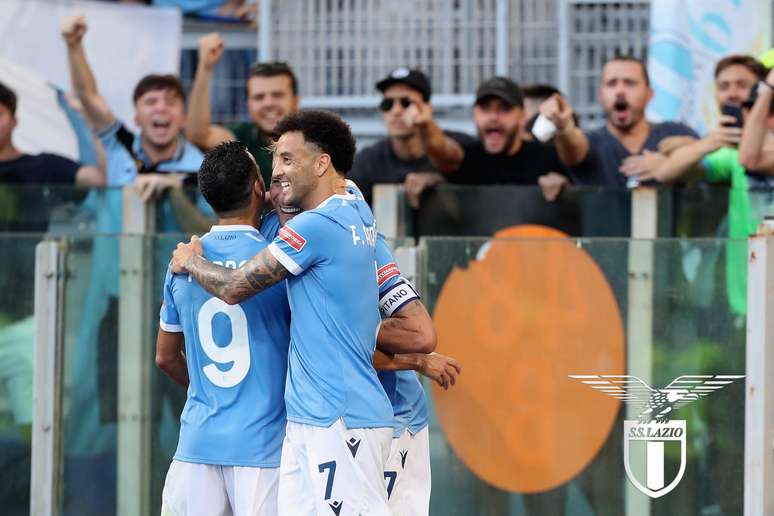 Felipe Anderson comemora durante goleada da Lazio sobre o Spezia no Italiano