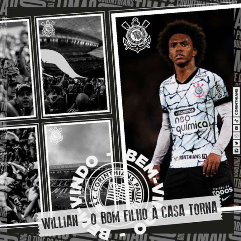 Willian foi oficializado pelo Corinthians como mais novo reforço do time