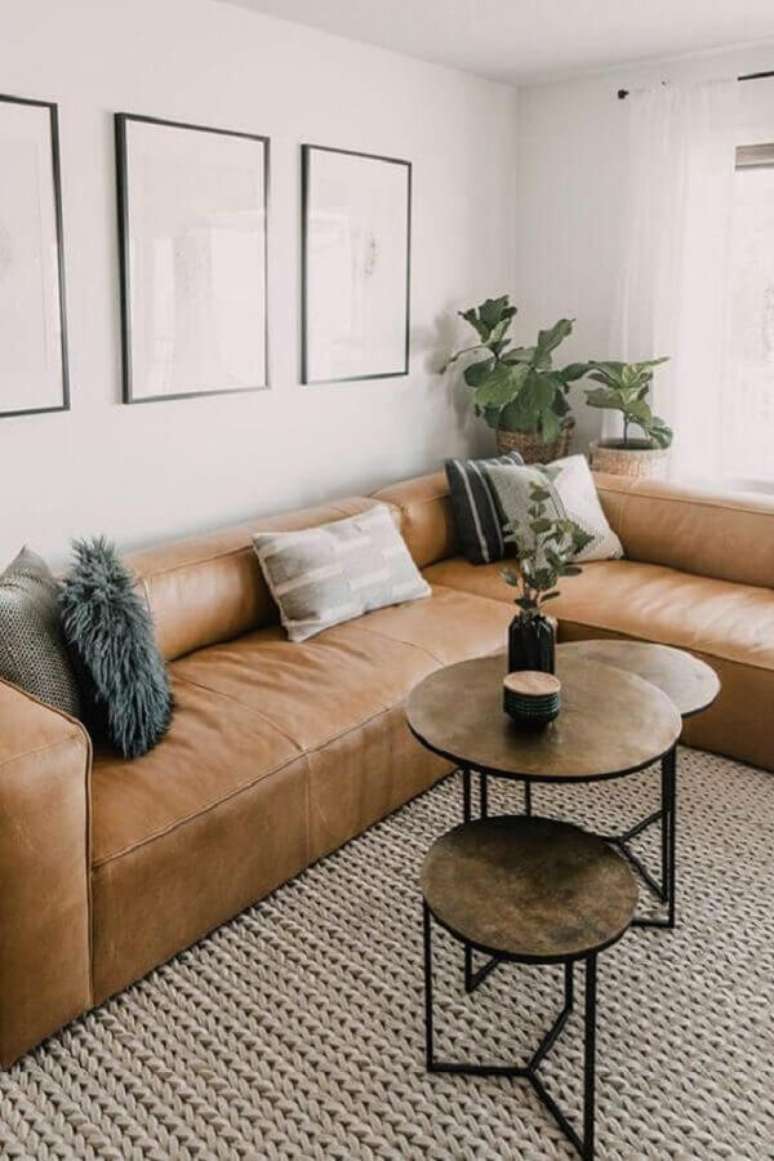23. Tipos de sofá de canto para decoração de sala com tapete de crochê – Foto: Article
