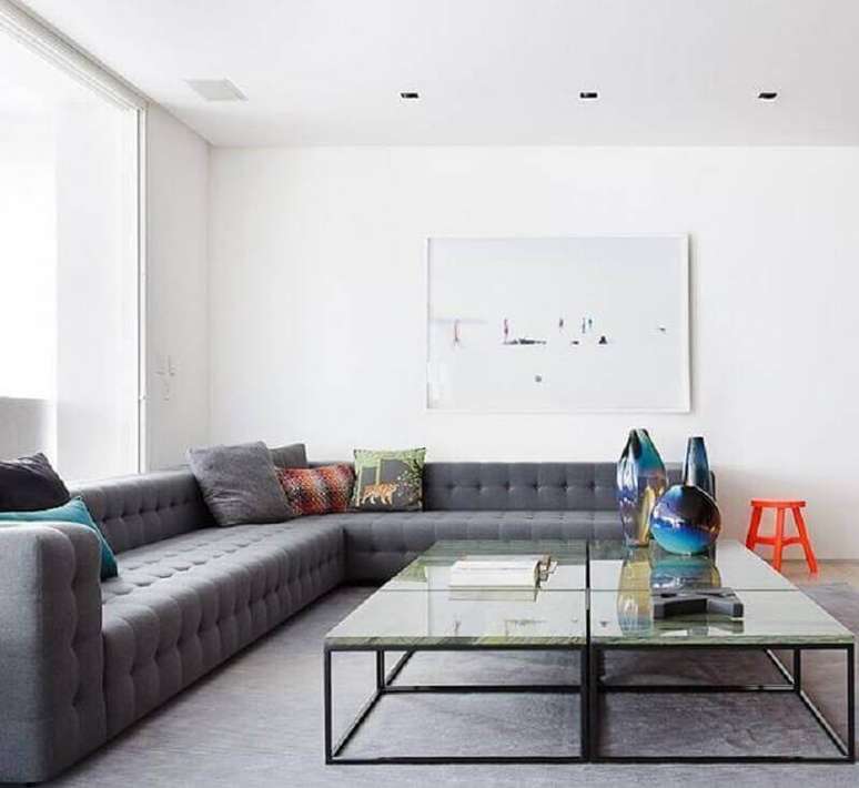 36. Tipos de sofás de canto grande para decoração de sala minimalista – Foto: Suite Arquitetos