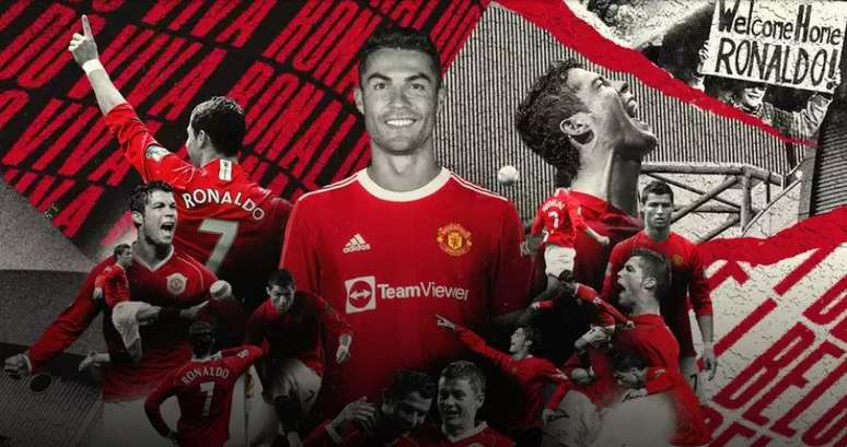 Cristiano Ronaldo foi anunciado oficialmente pelo Manchester United nesta terça-feira Divulgação Manchester United