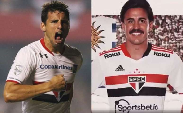 Calleri e Gabriel Neves são os novos reforços do São Paulo (Foto: Rubens Chiri/saopaulofc.net e Reprodução/SPFCTV)