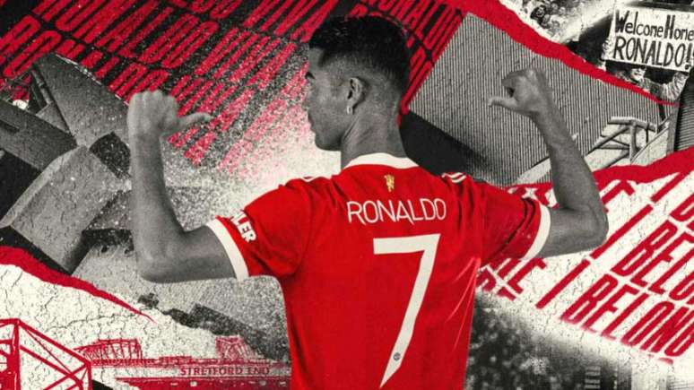 Cristiano Ronaldo com a camisa 7 do Manchester United (Foto: Divulgação / Manchester United)