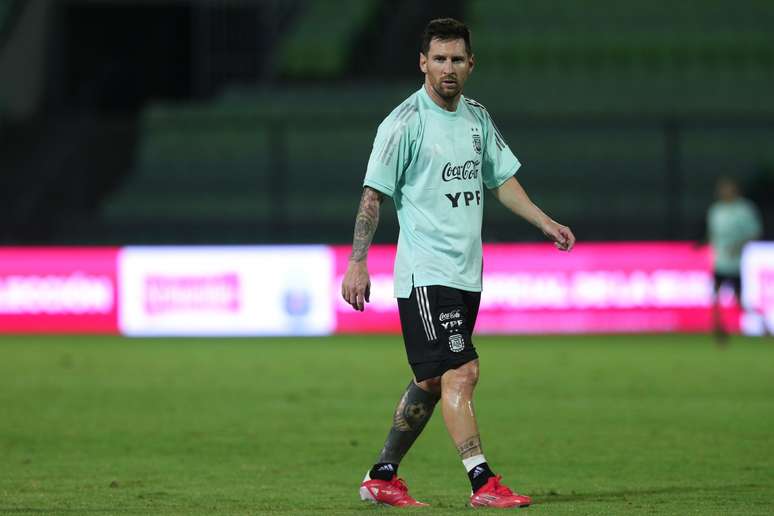 Messi durante treino da Argentina Divulgação AFA