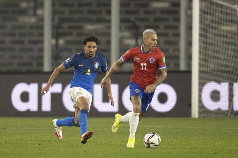 A presença de Marquinhos para o próximo jogo é uma incógnita (Foto: Lucas Figueiredo/CBF)