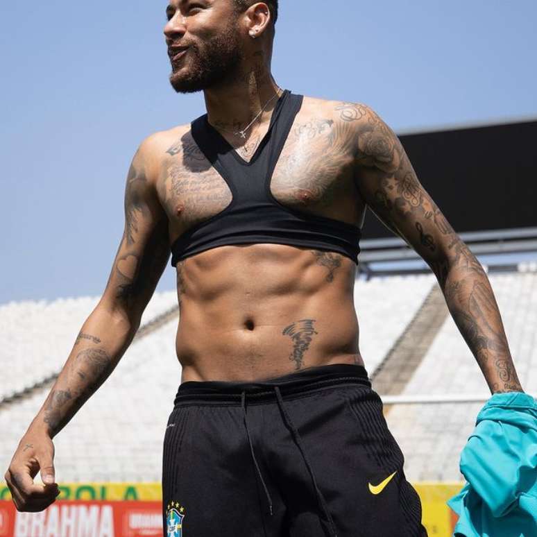 Neymar após treino da Seleção na Neo Química Arena neste sábado Reprodução Instagram @neymarjr