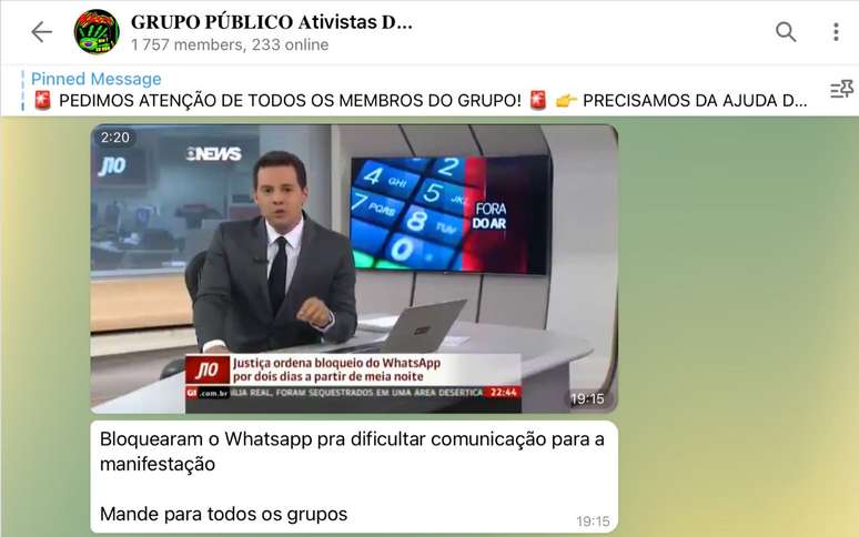 V&iacute;deo de 2018 da Globonews sobre decis&atilde;o judicial para bloquear WhatsApp est&aacute; sendo compartilhado como se fosse atual
