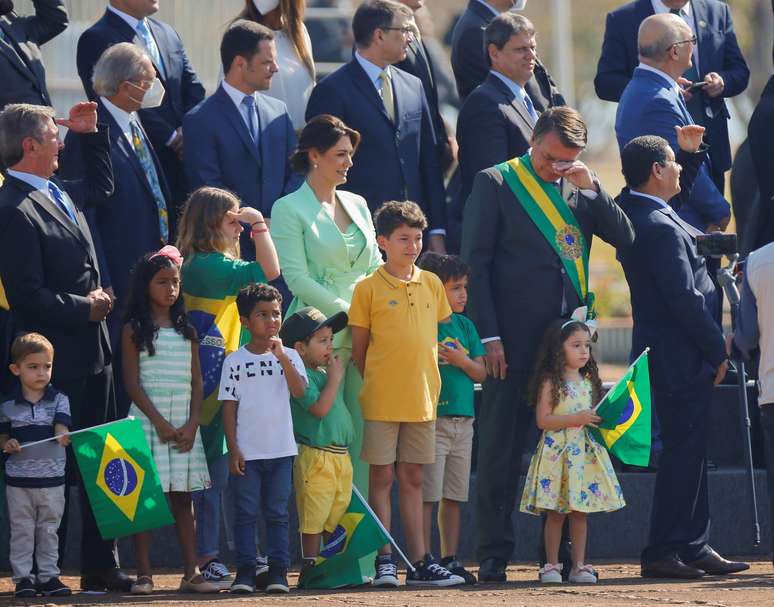 Bolsonaro durante discurso em Brasilia nesta terça-feira Adriano Machado Reuters