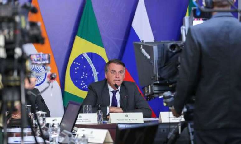 Jair Bolsonaro discursou de maneira virtual em reuni&atilde;o dos Brics