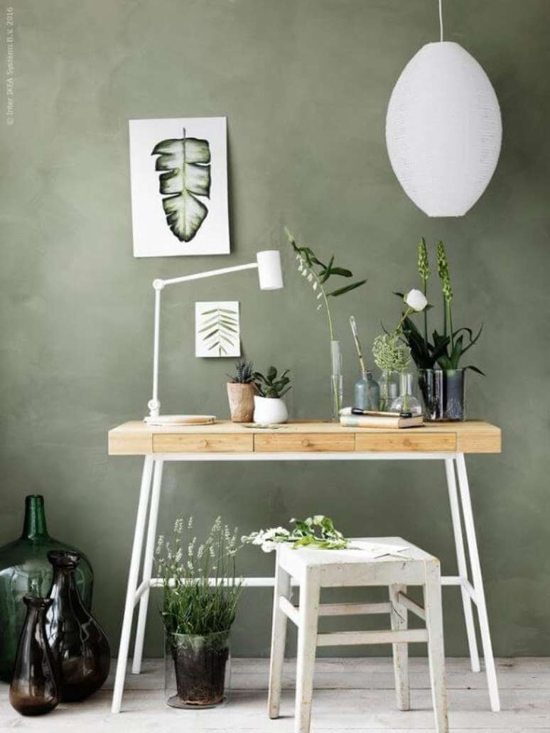 39. Sala com parede verde sage – Foto IKEA