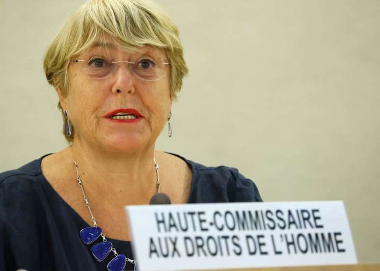 Alta comissára da ONU para os Direitos Humanos, Michelle Bachelet, durante sessão do Conselho de Direitos Humanos da ONU em Genebra
13/09/2021 REUTERS/Denis Balibouse