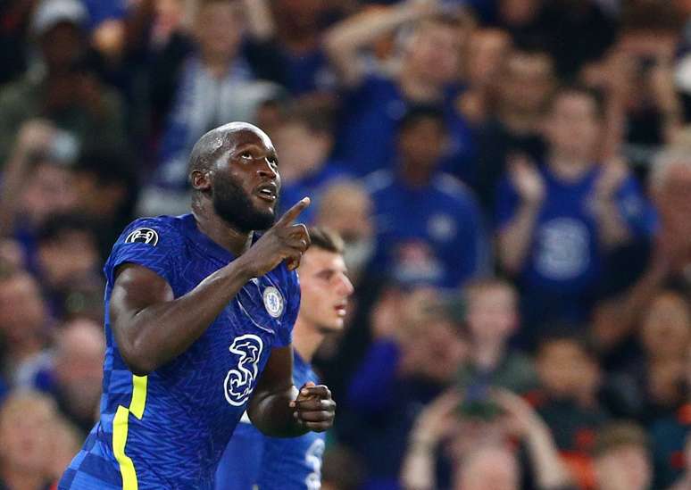 Lukaku comemora ap&oacute;s marcar o gol da vit&oacute;ria do Chelsea sobre o Zenit