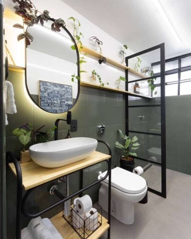 53. Plantas para decoração de banheiro bonito estilo industrial Foto Matheus Ilt