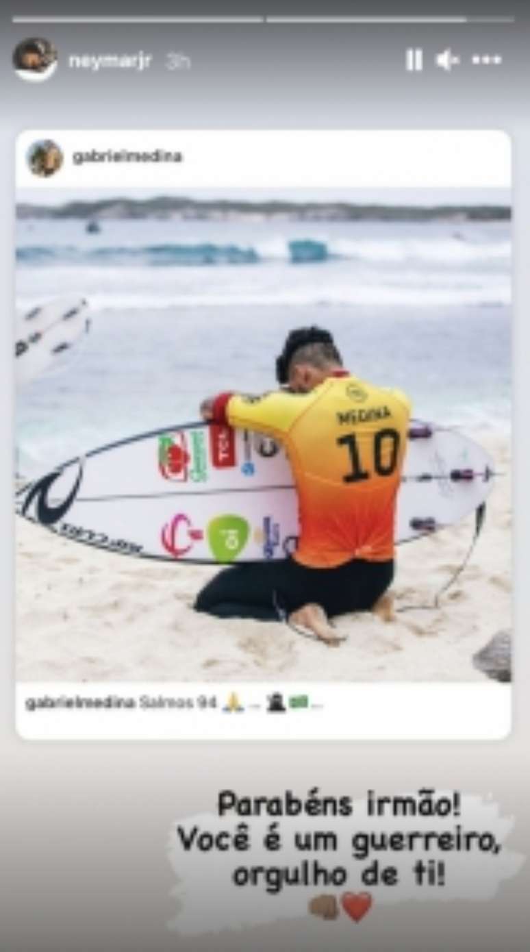 Neymar comemorou o tricampeonato mundial de Ítalo Ferreira (Reprodução / Instagram)