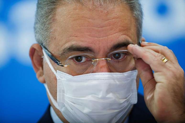 Ministro da Saúde, Marcelo Queiroga, durante entrevista coletiva em Brasília
REUTERS/Adriano Machado