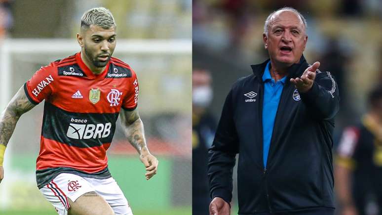 Gabigol e Felipão discutiram em campo (Montagem Lance!
Fotos: Marcelo Cortes / Flamengo; LUCAS UEBEL/GREMIO FBPA)