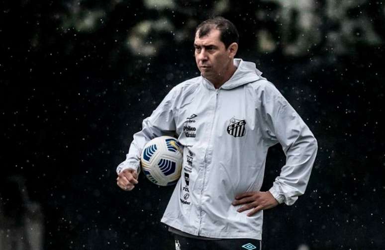 O técnico Fábio Carille vai utilizar o esquema com três zagueiros contra o Ceará (Foto: Reprodução/Santos)