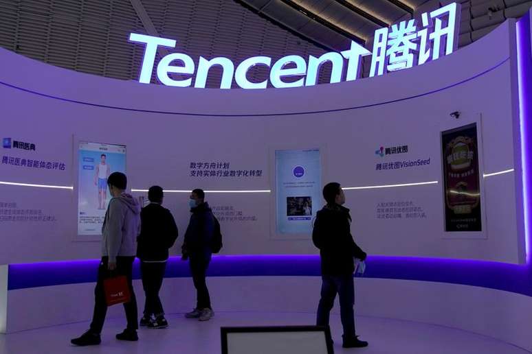 Logo da Tencent em evento em WuzhenChina
 23/11/2020 REUTERS/Aly Song
