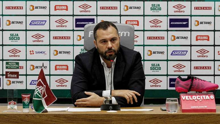 Mário Bittencourt, do Fluminense, em entrevista no CT Carlos Castilho (Foto: Lucas Merçon/Fluminense FC)