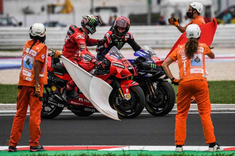 Francesco Bagnaia e Fabio Quartararo foram os dois primeiros no pódio em Misano 