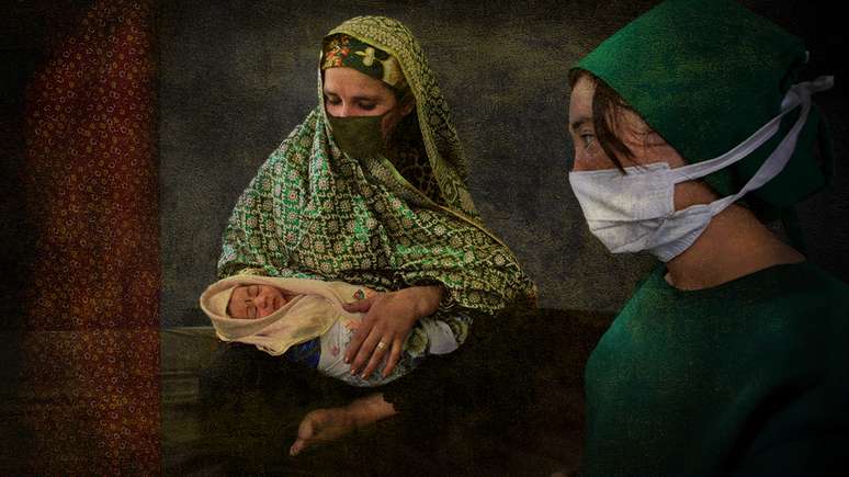 Afeganistão tem uma das piores taxas de mortalidade materna e infantil do mundo, segundo OMS (na imagem, ilustração a partir de fotos Getty Images)